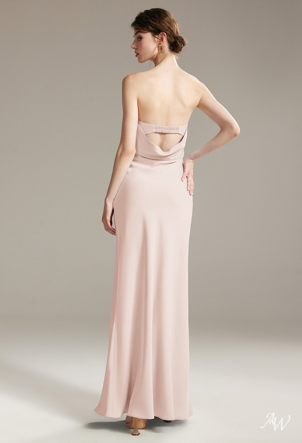 AW Fogbow Apricot Satin Charmeuse Bridesmaid Dresses image2